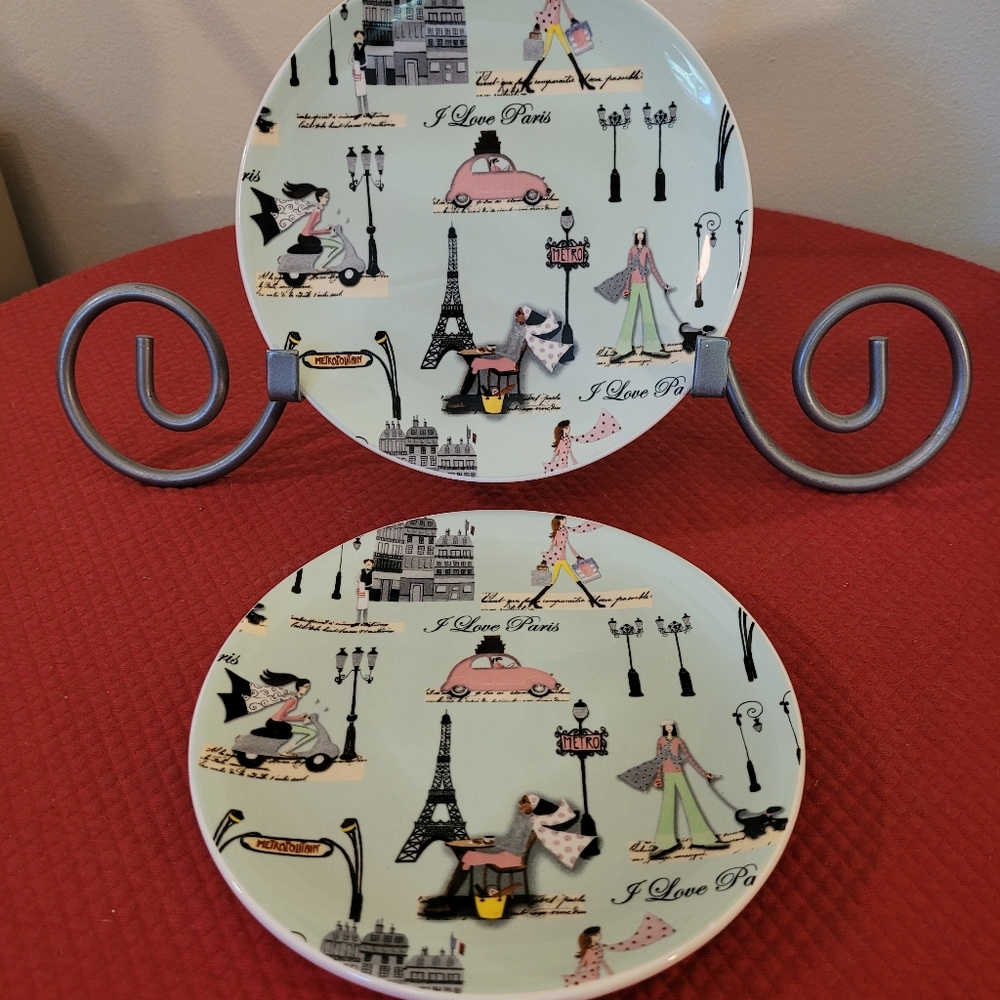 Boston International, 2 "I Love Paris", Mint Green, Small Plates